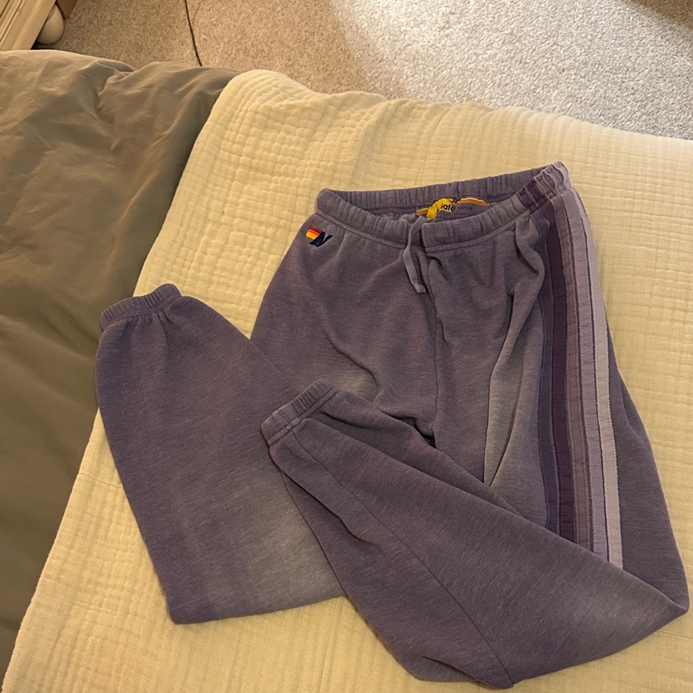 Aviator Nation purple 5 stripe pants
